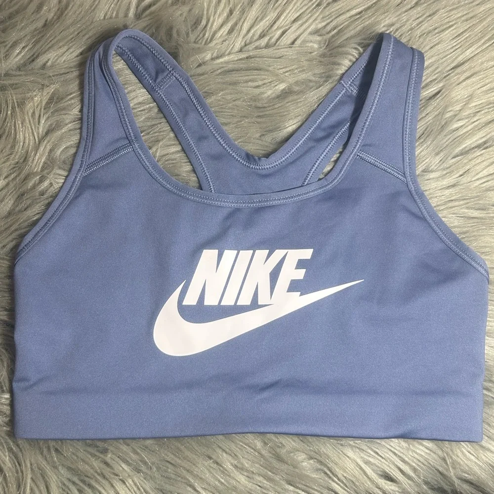 Nike Swoosh Futura Women's Blue Sports Bra Size Small